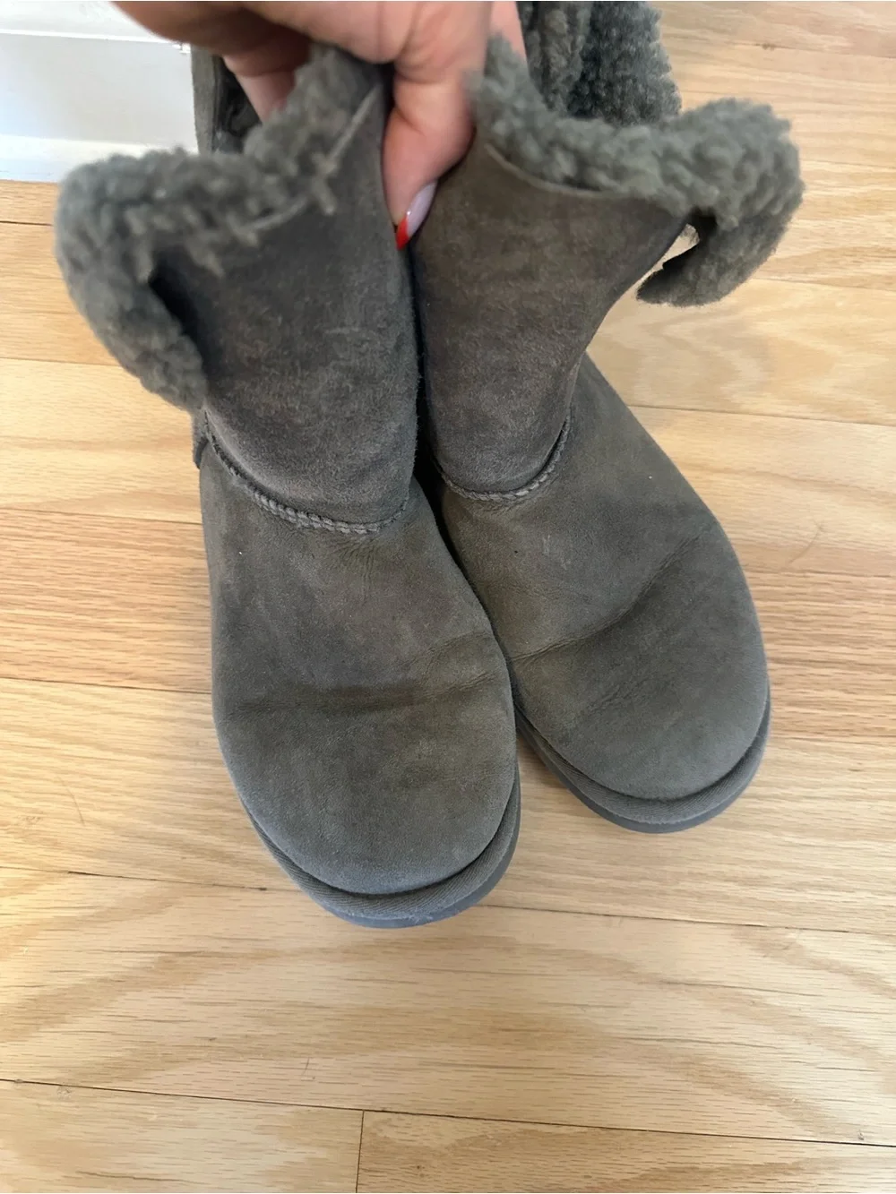 UGG Dark Gray Shearling-Lined Boots - Picture 1 of 5